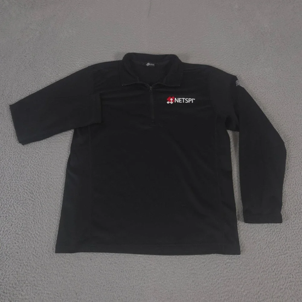 The North Face Pullover Mens Large Black Tech 1/4 Zip Fleece NetSPI Logo Active